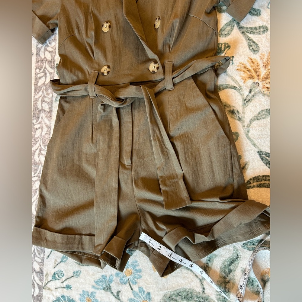Hem & Thread Olive Green Short Sleeve Romper - Picture 14 of 16